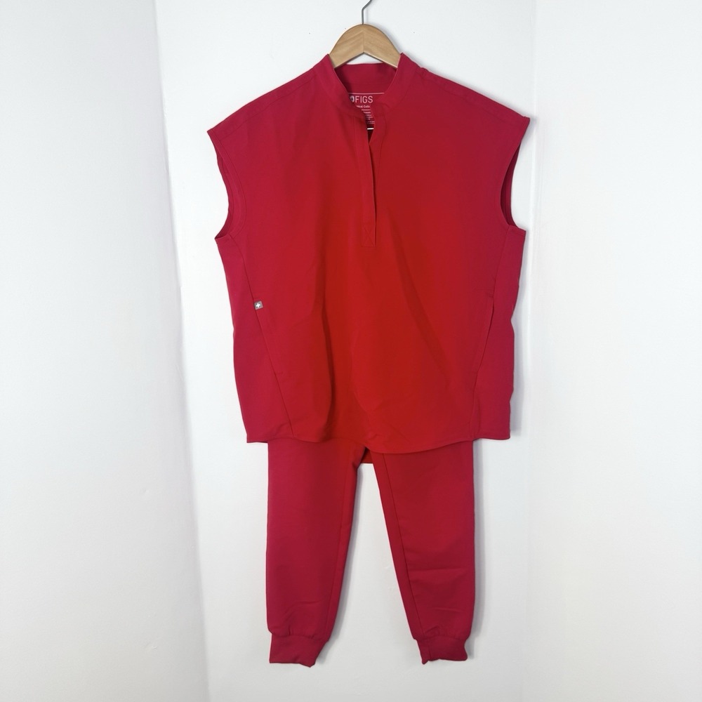 Figs Womens Scrub Set Pop Red XS HW Zamora Jogger and Rafaela Top